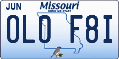 MO license plate OL0F8I