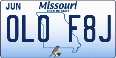 MO license plate OL0F8J