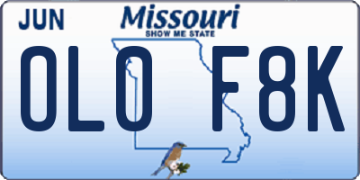 MO license plate OL0F8K
