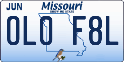 MO license plate OL0F8L