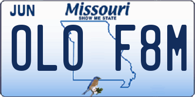 MO license plate OL0F8M