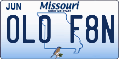 MO license plate OL0F8N
