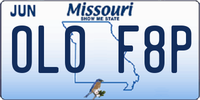 MO license plate OL0F8P