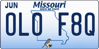 MO license plate OL0F8Q