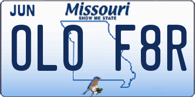 MO license plate OL0F8R