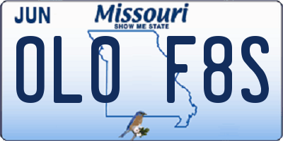 MO license plate OL0F8S
