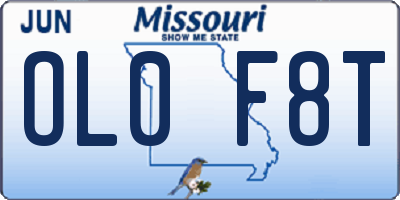 MO license plate OL0F8T
