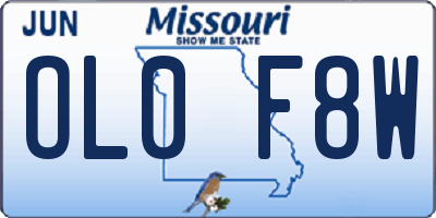 MO license plate OL0F8W