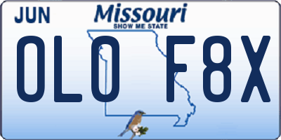 MO license plate OL0F8X