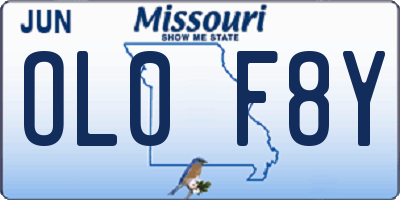 MO license plate OL0F8Y