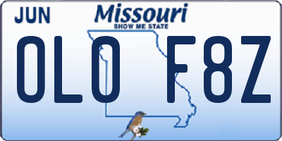 MO license plate OL0F8Z