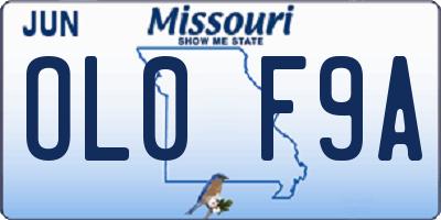 MO license plate OL0F9A