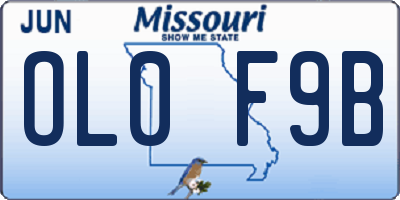MO license plate OL0F9B