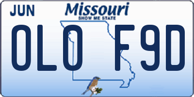 MO license plate OL0F9D