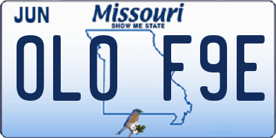 MO license plate OL0F9E