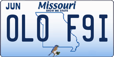 MO license plate OL0F9I