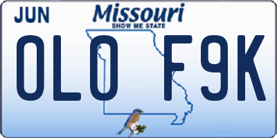 MO license plate OL0F9K