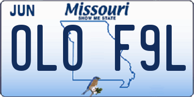 MO license plate OL0F9L