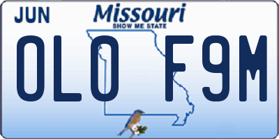 MO license plate OL0F9M
