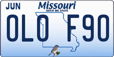 MO license plate OL0F9O