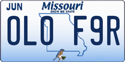 MO license plate OL0F9R