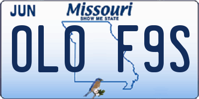 MO license plate OL0F9S