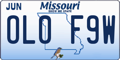 MO license plate OL0F9W