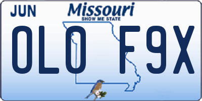 MO license plate OL0F9X