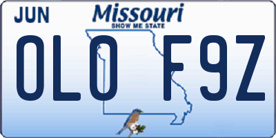 MO license plate OL0F9Z