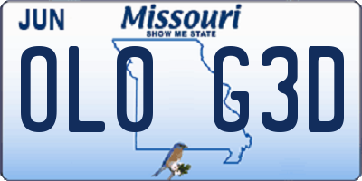MO license plate OL0G3D