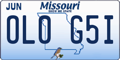 MO license plate OL0G5I