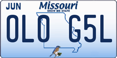 MO license plate OL0G5L