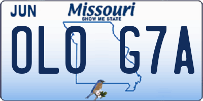 MO license plate OL0G7A