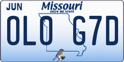 MO license plate OL0G7D