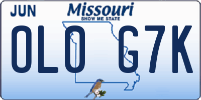 MO license plate OL0G7K