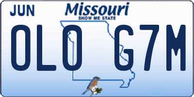 MO license plate OL0G7M
