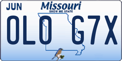 MO license plate OL0G7X