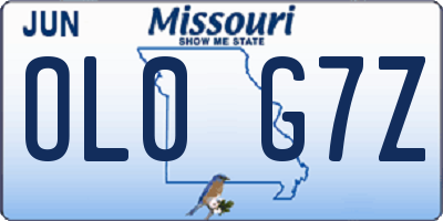 MO license plate OL0G7Z