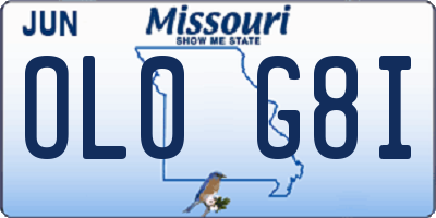 MO license plate OL0G8I