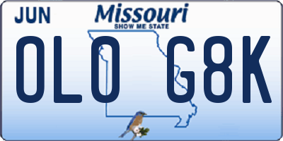 MO license plate OL0G8K
