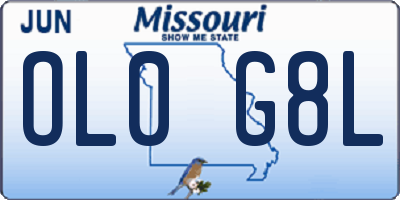 MO license plate OL0G8L