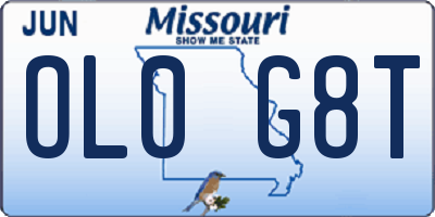 MO license plate OL0G8T