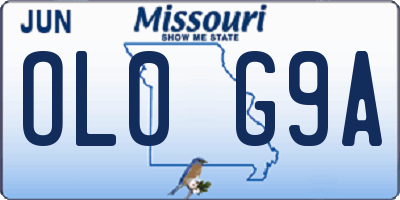 MO license plate OL0G9A