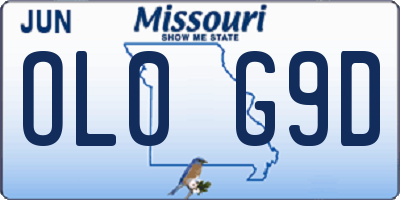 MO license plate OL0G9D