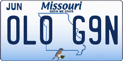 MO license plate OL0G9N
