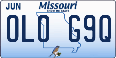 MO license plate OL0G9Q