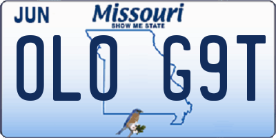 MO license plate OL0G9T
