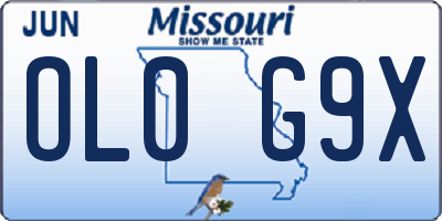 MO license plate OL0G9X