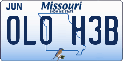 MO license plate OL0H3B