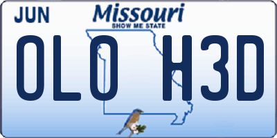 MO license plate OL0H3D